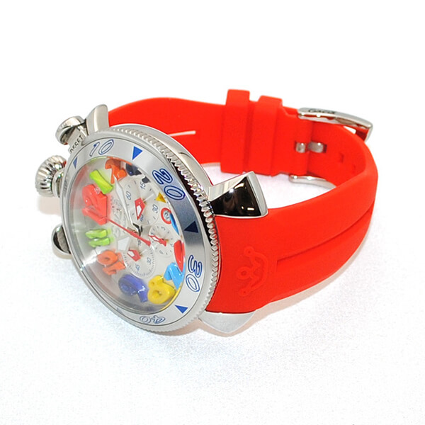GaGa MILANO （ガガミラノ） 時計 腕時計 クロノ 48mm レッド ラバー/シルバー 60501 RD